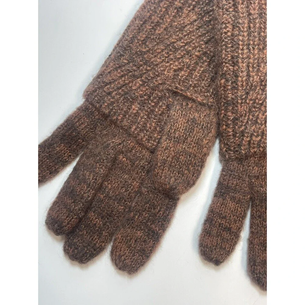 Allsaints Cardigan Cuff Gloves In 2 Tone Brown New
